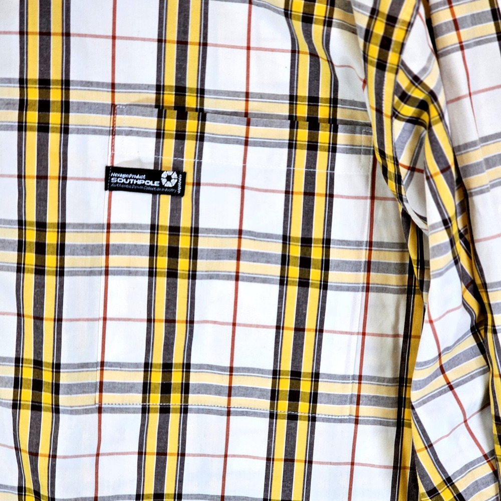South Pole Hexagon Product Men’s Shirt XXL Plaid Button Down Long Sleeve Y2K 90s - Picture 4 of 6